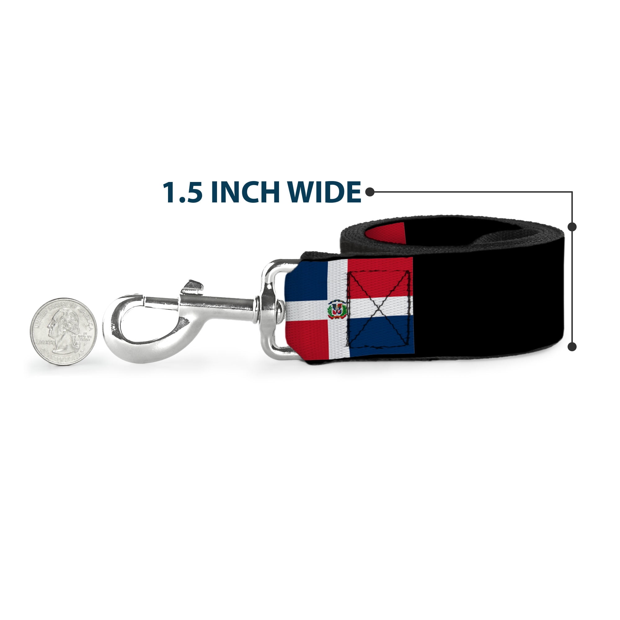 Buckle-Down Pet Leash, Dog Leash, Dominican Republic Flags Black Blocks, 6 Feet Long 1.0 Inch Wide