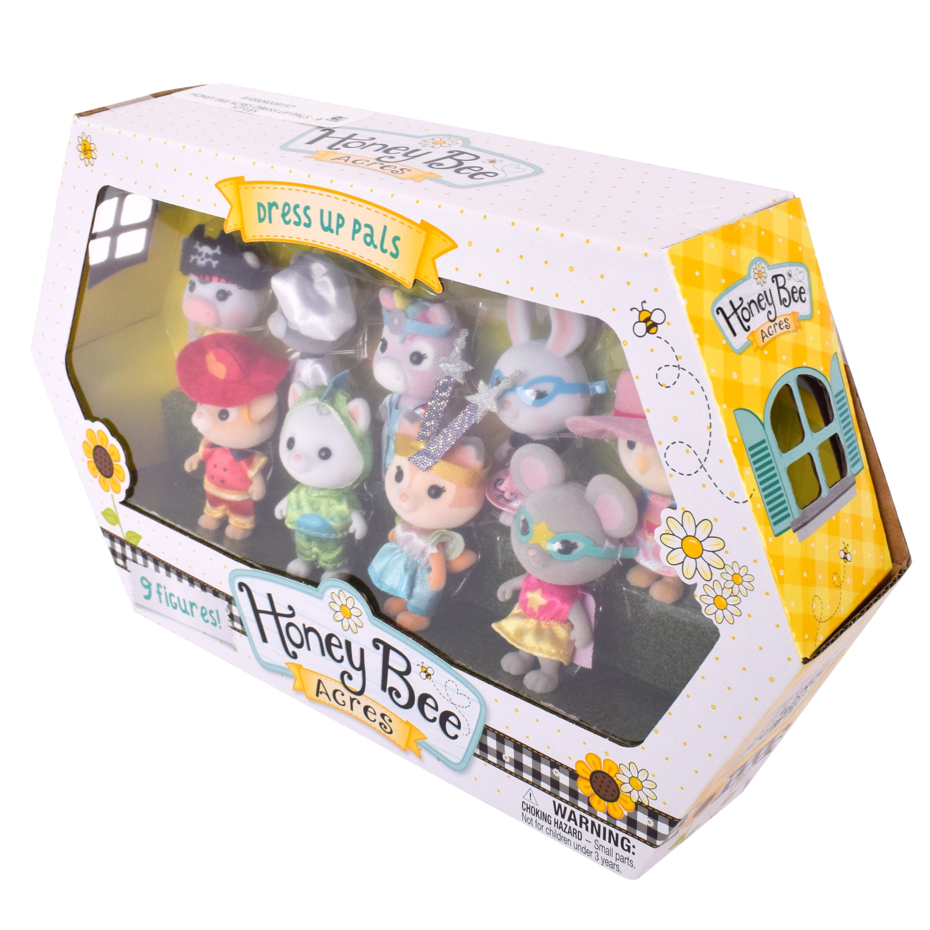 Honey Bee Acres Dress Up Pals – Includes 9 Miniature Flocked Animal Figures with Removable Costumes – Dolls for Kids Ages 3+