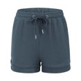 thumbnail image 3 of ZQUUVOU Women's Wide Leg Shorts Drawstring Solid Color Loose Pocket Pants(Dark Gray,M), 3 of 4
