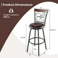 thumbnail image 3 of Costway Set of 4 24/30 Inch Adjustable Swivel Barstools Metal Dining Chairs Black&Brown, 3 of 9