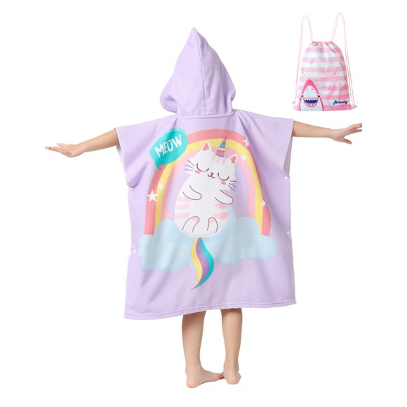 Poncho con capucha Towel Athaelay para niños, 70 x 150 cm, microfibra suave
