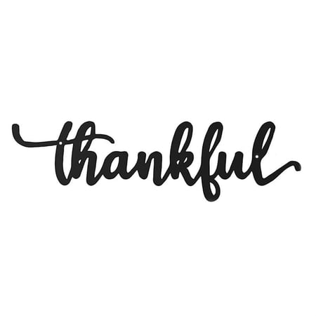 12×3.4 Inches Rustic Thankful Metal Home Decor Black Cutout Home Improvement, Room Wedding Decor Metal Wall Hanging Decoration