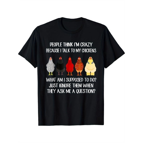 Funny Talk To My Chickens Graphic T-Shirt Retro Crazy Chicken Lady Humor Tee Farmer Poultry Lover Gift for Men Women