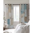 thumbnail image 3 of Blue Beige Blackout Curtains 45 Inches Long for Bedroom, Modern Abstract Color Blocks Thermal Insulated Room Darkening Black Out Window Curtain Panels Grommet Drapes for Living Room, 3 of 8