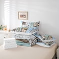 thumbnail image 6 of Feelyou Rustic Cabin Teens Bedding Comforter Set 7pcs, Blue Green Wooden Plank Queen Bedding Sets, Southwestern Style Reversible Queen Sheet Sets, Super Cozy Room Decor, 6 of 8