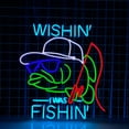 thumbnail image 2 of Handmadetneonsign Wishin' I Was Fishin' Neon Sign, Fishing Lovers Wall Art Decor, Funny Fishing Wall Decor, 2 of 5