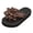 Brown, variant on Women's Lightweight Floral Flip Flops Elegant Appliques Platform Beach Sandals Summer Slip On Flats Dress Slide Shoes Pink Size6.5