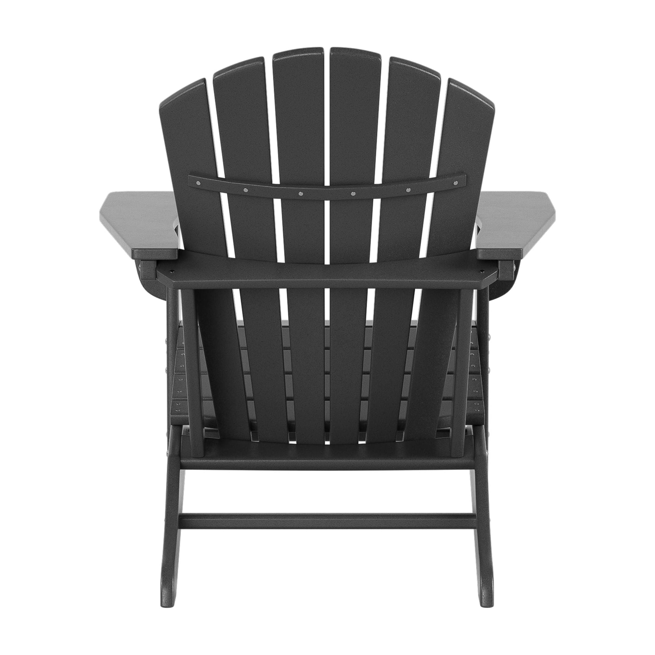 WestinTrends Dylan Adirondack Chairs Set of 2, All Weather Poly Lumber Outdoor Patio Chairs, Seashell Slat Curved Back, Widen Seat Armrest, Color Stay, Imitation Wood Texture, Gray