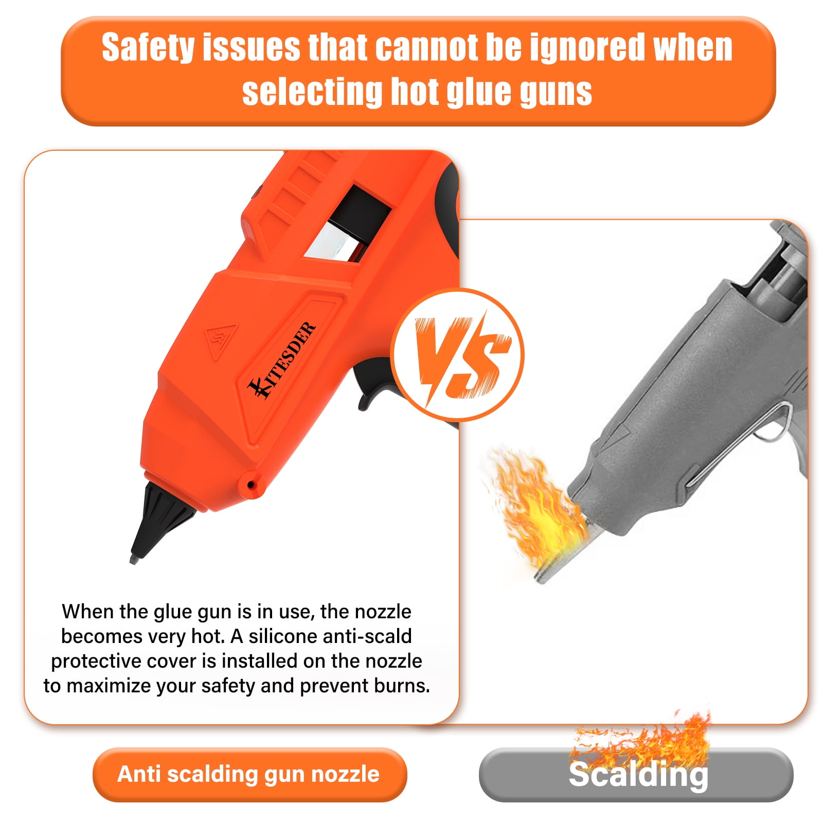 KITESDER 20V Cordless Hot Glue Gun with Fine Tips for Detailed Crafting and DIY Projects,Includes 2.0 Ah Battery & Charger and 30 Pcs Glue Sticks.