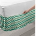 thumbnail image 2 of Chevron Bed Skirt, Zigzag Stripes Pattern Angular Design Retro Design Inspirations, Elastic Bedskirt Dust Ruffle Wrap Around for Bedding Decor, 4 Sizes, Pale Sage Green Beige, by Ambesonne, 2 of 2