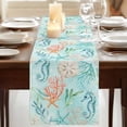 thumbnail image 3 of Table Runners 120 Inches Long Dress Scarves, Teal Red Coastal Farmhouse Coffee/Dining/Kitchen Table Runner for Living Room, Nautical Seahorse Beach Coral Starfish 13x120 Inch, 3 of 9