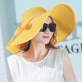 thumbnail image 4 of SikaFu Korea Style Women Summer Hat Solid Plain Big Bow Wide Brim Sun Hat Ladies Floppy Beach Cap Hat Packable Female Straw Hat, 4 of 6