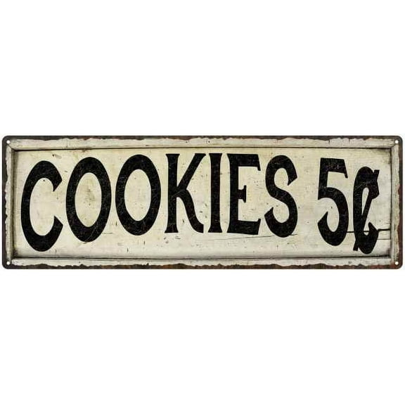 COOKIES 5? Farmhouse Style Wood Look Sign Gift 6x18 Metal Decor 106180028123