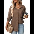 thumbnail image 2 of Chaqueta Informal de Larga con Botones y Punto Gofre para Mujer, Estilo Boyfriend, Corte Holgado Color Café XL, 2 of 9