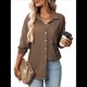thumbnail image 2 of Chaqueta Informal de Larga con Botones y Punto Gofre para Mujer, Estilo Boyfriend, Corte Holgado Color Café XXL, 2 of 9