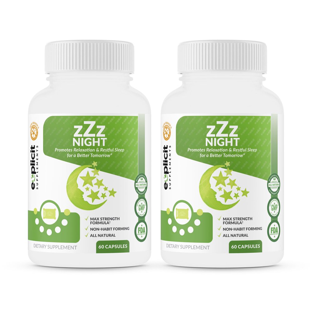 zZz Night Natural Sleep Aid NonHabit Sleeping Pills with Melatonin