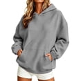 thumbnail image 2 of Oiangi Oversized Hoodie for Women Long Sleeve Pullover Sweatshirts Casual Basic Cozy Pockets Sweatshirt for Fall Winter Gray M, 2 of 6