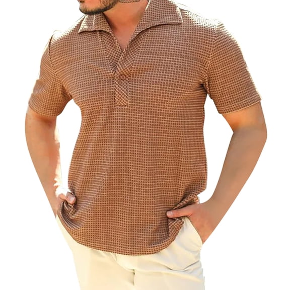 Sngxgn Men's Short Sleeve Regular Fit with Polo Shirt(Brown,XXL)