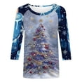 thumbnail image 4 of FDGIU Women's Christmas Shirts 2025 - 3/4 Sleeve Graphic Tee with Xmas Tree & Snowflake Prints, Loose Fit Tunic Top for Holiday, 4 of 5