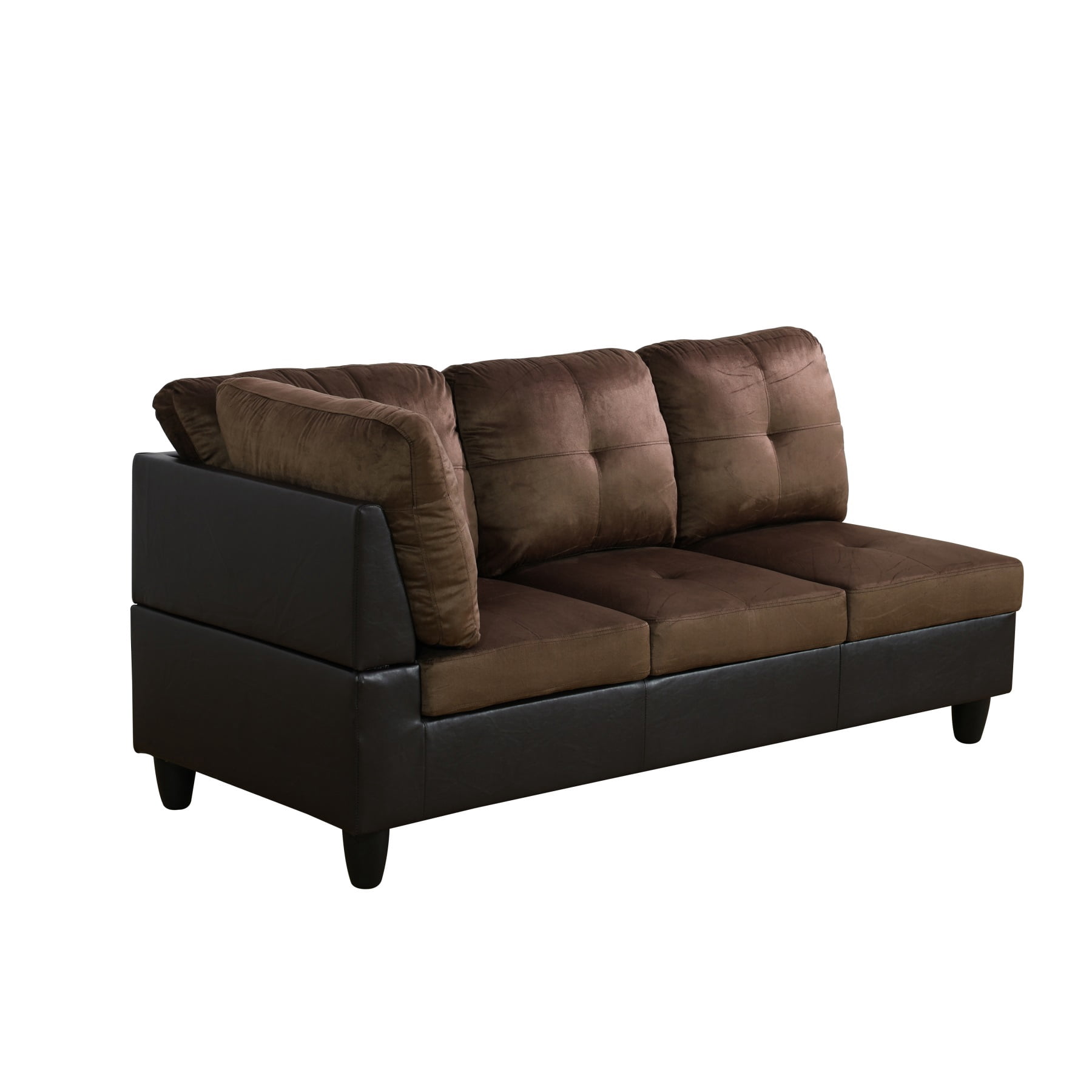 Hommoo Lint & PVC L-Shaped Sectional Couch and Sofa Set, Modern Living Room Furniture Set, Right Side, Brown