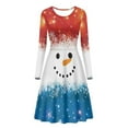 thumbnail image 4 of Suhoaziia Midi Dresses for Women with Designs Size M Christmas 3-Color Snowman Pattern Skater Skirt Long Sleeves Durable Streetwear Winter Trendy Home Party Playwear, 4 of 7