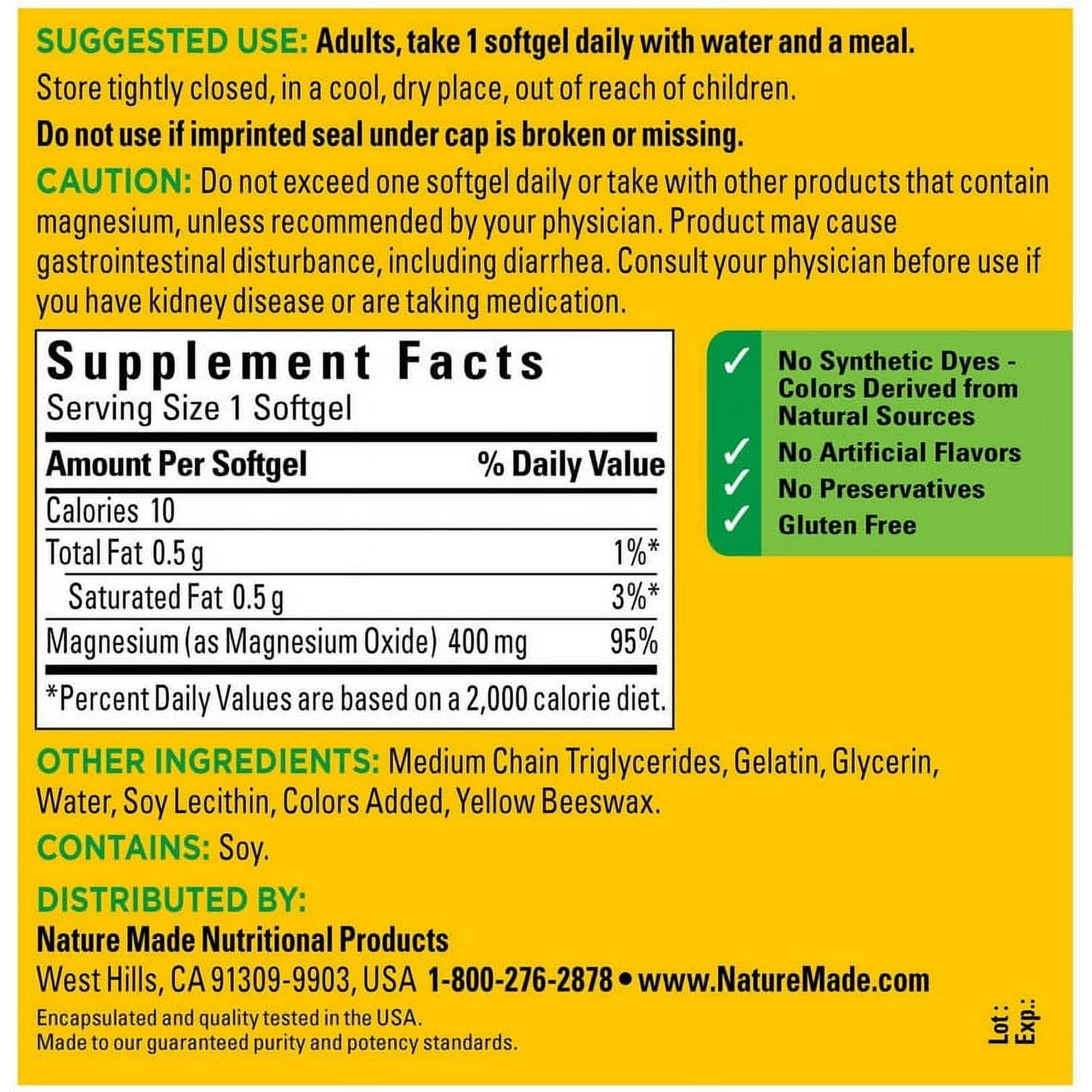 Nature Made Extra Strenght Magnesium 400 mg - 150 Liquid Softgels