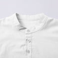 thumbnail image 6 of YYDGH Mens Henley Shirts Long Sleeve Button Down T-Shirt Casual Stand Collar Cotton Linen Work Tops with 2 Pockets White XL, 6 of 7