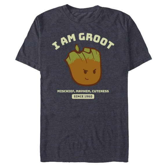 Marvel I Am Groot Mischief Mayhem and Cuteness Since 1960 - Short Sleeve Blended T-Shirt for Adults - Customized-Navy Heather