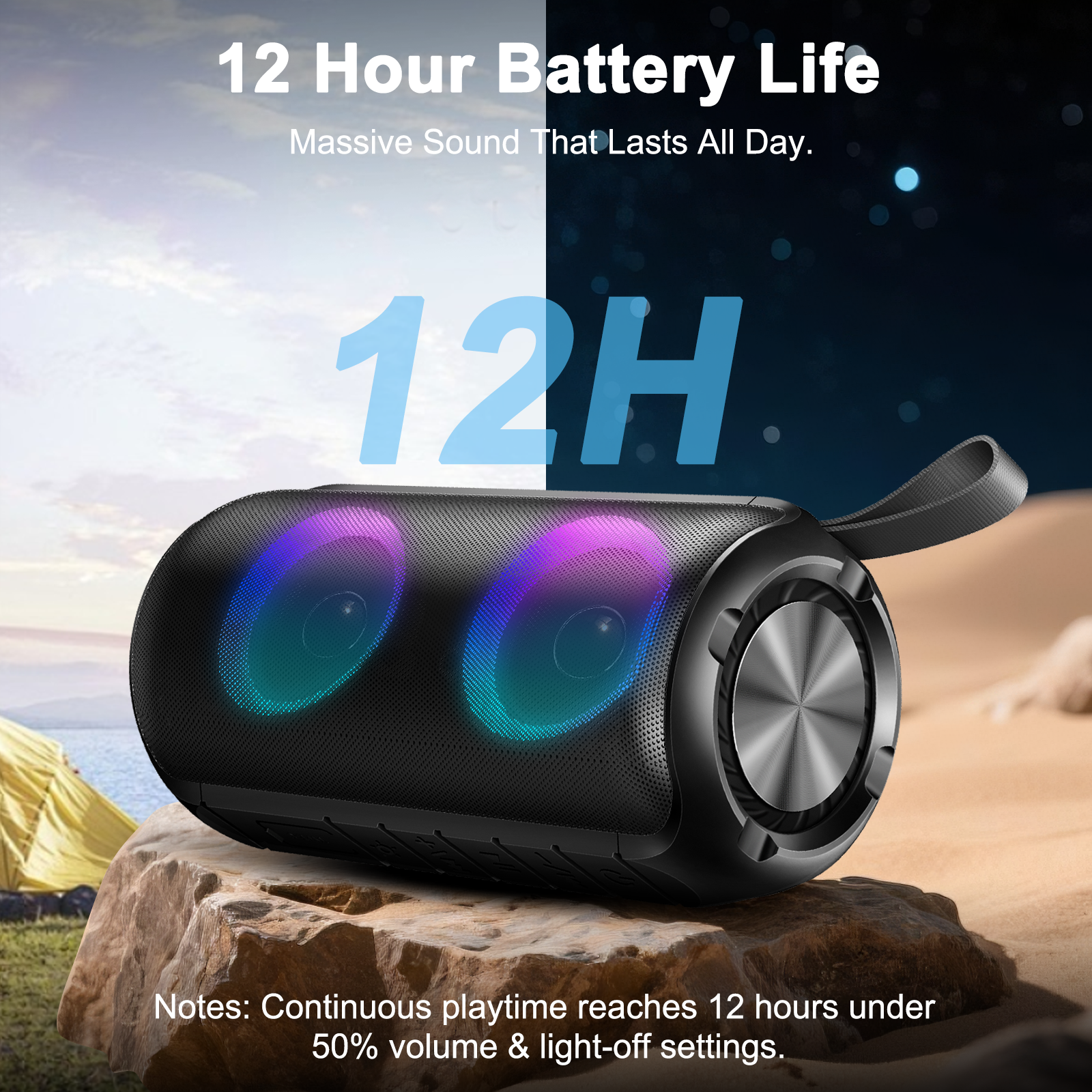 Geryst Portable Bluetooth Speaker, IPX7 Waterproof, 24W, Black photo 3