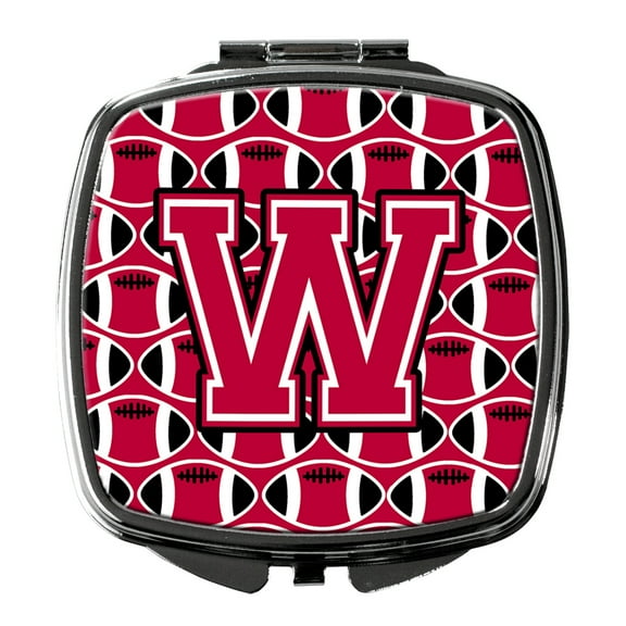 Letter W Football Crimson and White Compact Mirror CJ1079-WSCM