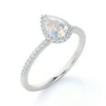 thumbnail image 4 of JeenMata 1.25 Carat Pear Shaped Rainbow Moonstone and Moissanite Halo Wedding Ring in 18k White Gold over Silver, 4 of 6