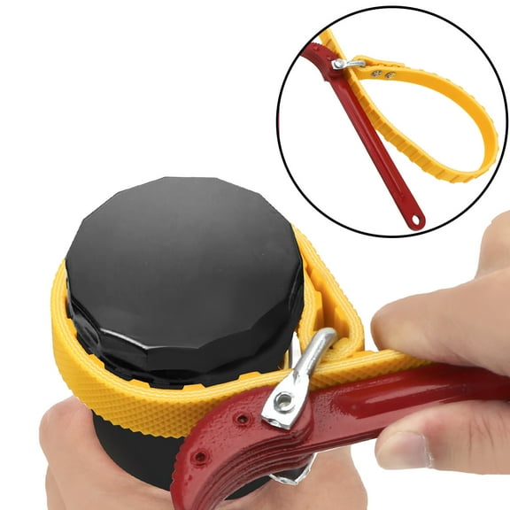 Oil Filter Wrench Remover Tool - Heavy Duty Forged Steel Belt Wrench with Non-Slip Rubber Strap | 8.66" Handle | Fits 1.6" to 3.9" Filters | Car Engine Repair & Plumbing Removal Tool