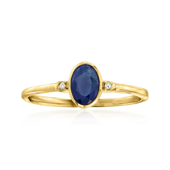 Pure Collection by Ross-Simons 0.70 Carat Sapphire and Diamond-Accented Ring in 14kt Yellow Gold, Women's, Adult