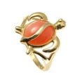 thumbnail image 3 of Genuine natural pink coral ring Hawaiian honu turtle solid 14k yellow gold size 8.5, 3 of 4