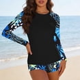 thumbnail image 5 of qucoqpe Two Piece Tankini Swimsuits for Women Fashion Floral Print Full Coverage Modest Bathing Suits Beach Sporty Long Sleeve Swimwear with Shorts, 5 of 6