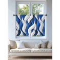 thumbnail image 4 of Sheer Curtains 54 Inch Length, Blue White Moire Semi Sheer Curtains Light Filtering Window Treatment, Modern Abstract Art Privacy Voile Drapes for Living Room Bedroom 52x54 Inch, 4 of 7