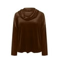 thumbnail image 4 of ClodeEU Women's Velvet Stacked Collar T-shirt , Loose Sleeve Business Dressy Blouse Shirt Top Brown,Womens Plus M, 4 of 7