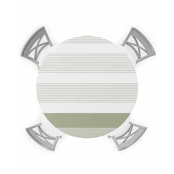 nqOlkjepod Sage Green Stripe Round Tablecloth, Fitted Table Cover with Elastic for 36"-44" Round Tables, Modern Rustic Horizontal Green Striped Table Cloth Dinning Party Waterproof Tablecloths