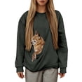 thumbnail image 6 of Wang6 Hoodless Sweatshirt with Front Pocket for Small Pets Soft Fleece Loungewear Solid Long Sleeve Pullovers Loose Fit Tops Dark Gray M, 6 of 6