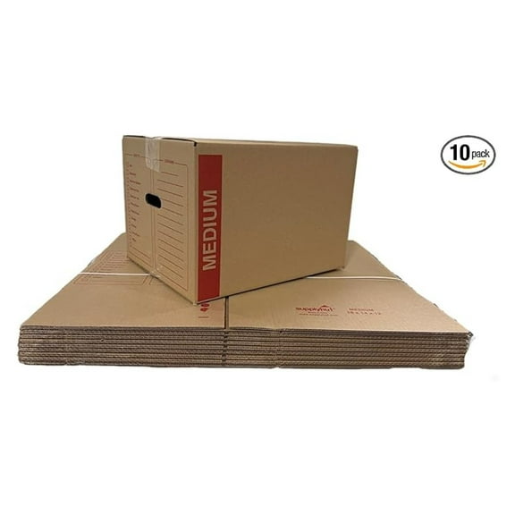 10 - Pack Medium Cardboard Moving Boxes 18x14x12 32 ECT With Handles