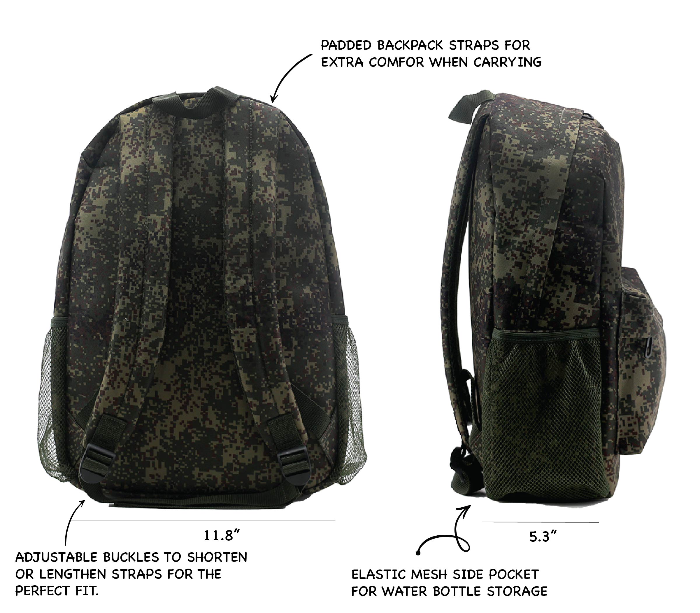 OMG ORGANIZE MY GEAR 2-in-1 Kids Backpack & Pencil Pouch Set, Elementary School Backpack for Kids (Camo) - image 3 of 6