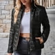 thumbnail image 1 of Chaquetas y abrigos casuales de manga larga sin capucha para mujer, chaqueta corta ajustada de color liso con cuello levantado, chaqueta casual de manga larga con capucha, parte superior de poliéster, 1 of 4