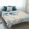 thumbnail image 4 of Blue Octopus Coastal Blanket Soft Cozy Warm Throw Blanket for Couch, Plush Fuzzy Flannel Fleece Blankets for Sofa, Coral Summer Beach Nautical Ocean Beige Bed Blankets Gifts for Men, 50"x60", 4 of 9