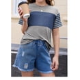 thumbnail image 2 of YOUYEDIAN Tween Girls Summer Shirts Short Sleeve Color Block Tops (Gray, 13-14 Years), 2 of 5