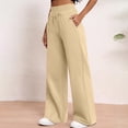 thumbnail image 4 of Women's Linen Harem Pants Wide Leg Boho Palazzo Trousers Loose Fit with Pockets Casual Summer Beach Vacation Lounge Khaki, 4 of 6