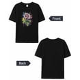 thumbnail image 6 of T Shirts for Women Short Sleeve Cotton Crewneck T-Shirt, Graffiti Flower Rose Paint Tee Tops Casual Basic T-Shirts, XS-5XL Black XS, 6 of 7
