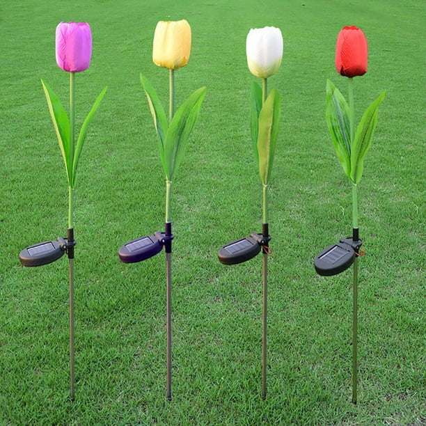 Solar Power Tulip Flower LED Light Outdoor Garden Yard Path Lawn