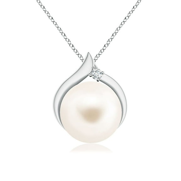 ANGARA Freshwater Cultured Pearl Solitaire Pendant with Diamond in 925 Sterling Silver for Women | June Birthstone, Birthday, Anniversary, Jewelry Gift for Women | Pearl Necklace