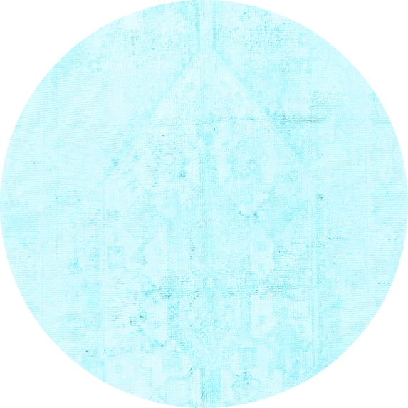 Ahgly Company Indoor Round Solid Light Blue Modern Area Rugs, 7' Round
