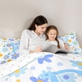 thumbnail image 4 of Meiyoeat Pretty Floral Letter R Full Size Comforter Sets 3 Pieces for Girls Juniors, Charming Print Bedding Sets, Light Blue Yellow White, 4 of 6